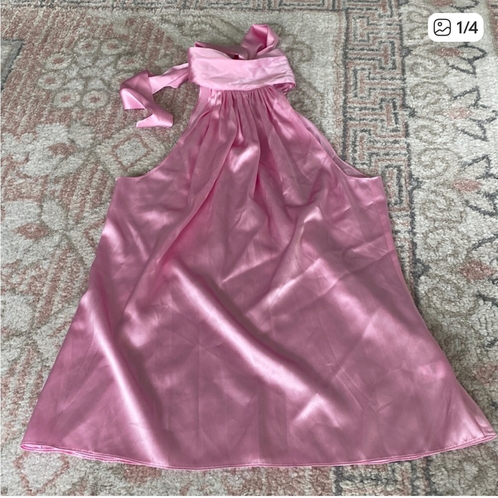 New Ramy Brook Silk Satin Pink Top sz S